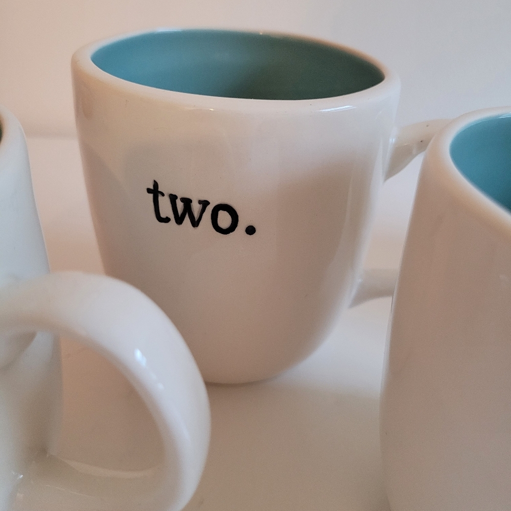 Magenta Exclusive by Rae Dunn White and Blue Modern  Mugs Set of 4 Numbered - Picture 3 of 11